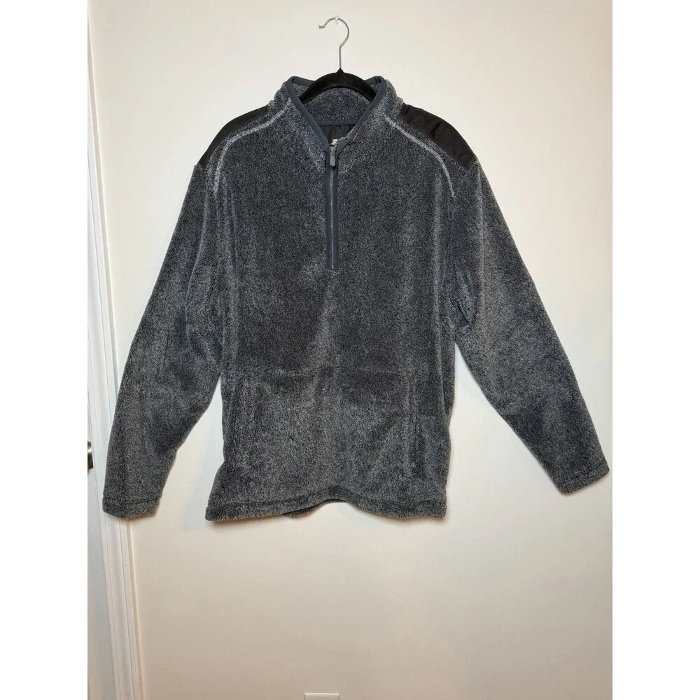 Tommy Bahama Cascade Cozy Fleece Half Zip Kanga Pocket. Mens XL Charcoal